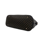 Celine Vintage Macadam Blason Pattern Leather Round Zip Tote Bag Black Brown — view 8
