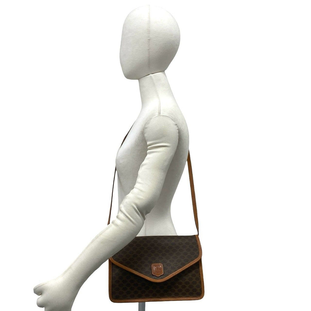 Celine Vintage Macadam Blason Pattern Triomphe Logo Leather Shoulder Bag — view 2