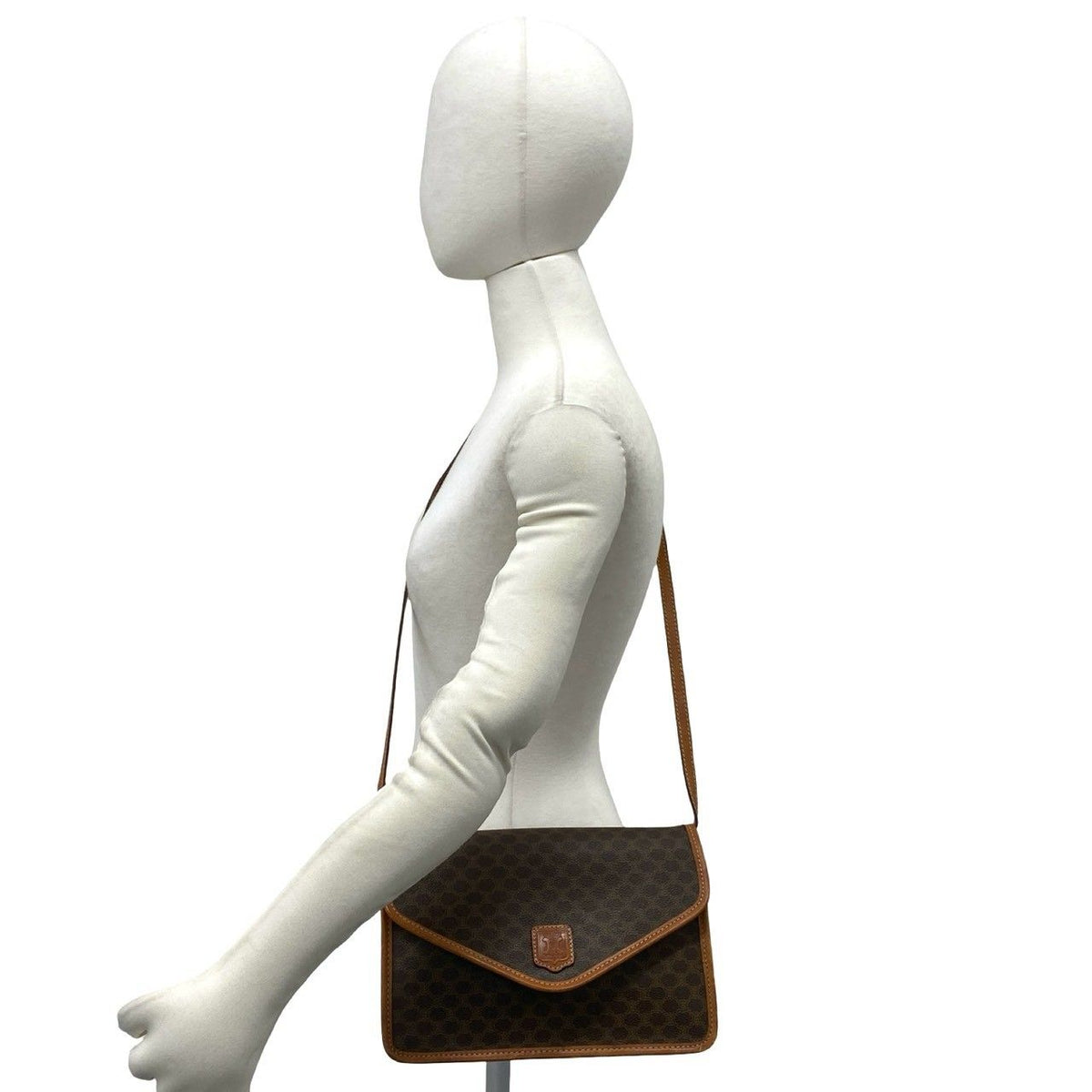 Celine Vintage Macadam Blason Pattern Triomphe Logo Leather Shoulder Bag — view 2