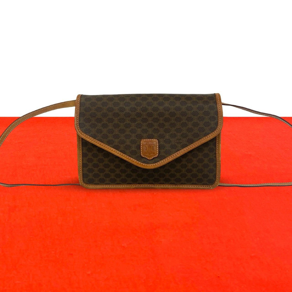 Celine Vintage Macadam Blason Pattern Triomphe Logo Leather Shoulder Bag