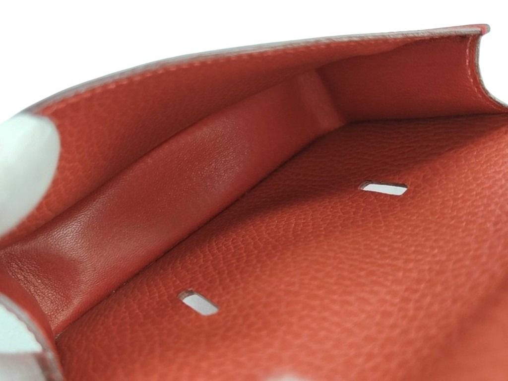 Hermes Waist Bag Pochette Green Red Leather Gold — view 6
