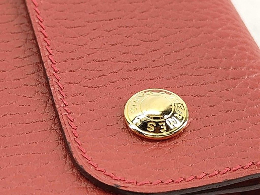Hermes Waist Bag Pochette Green Red Leather Gold — view 8