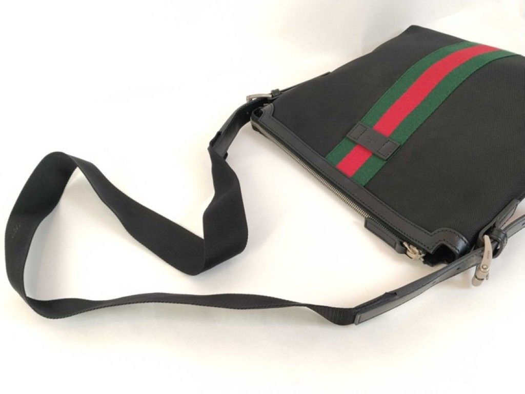 Gucci Shoulder Bag GG Supreme Ophidia Black Canvas Leather Sherry — view 3