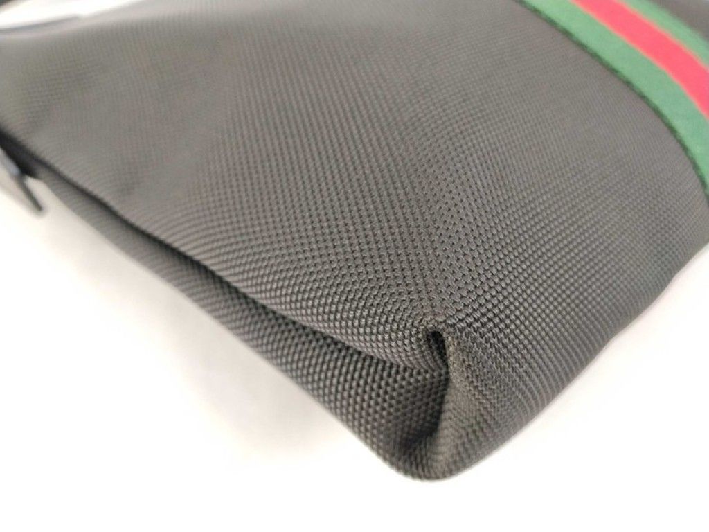 Gucci Shoulder Bag GG Supreme Ophidia Black Canvas Leather Sherry — view 6