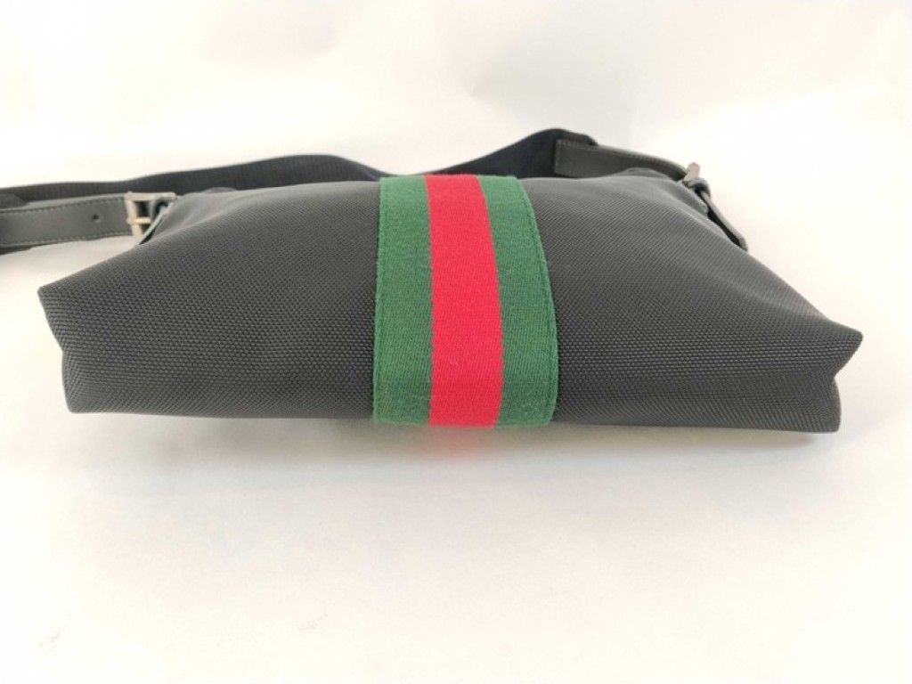 Gucci Shoulder Bag GG Supreme Ophidia Black Canvas Leather Sherry — view 7