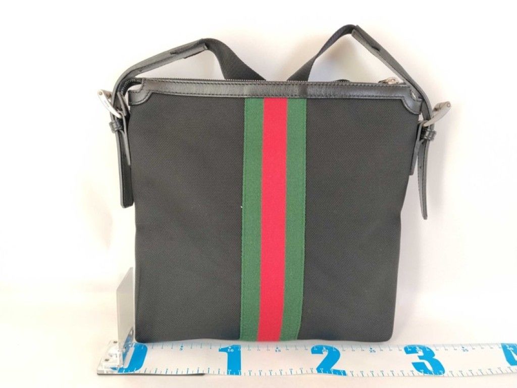 Gucci Shoulder Bag GG Supreme Ophidia Black Canvas Leather Sherry — view 2