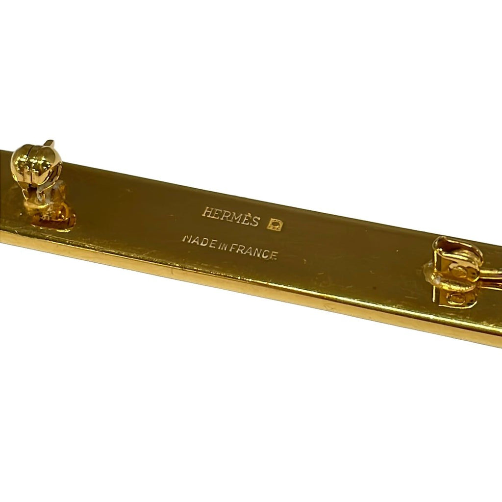 Hermes Brooch Enamel Gold Black Beige — view 3