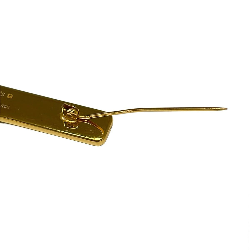 Hermes Brooch Enamel Gold Black Beige — view 4