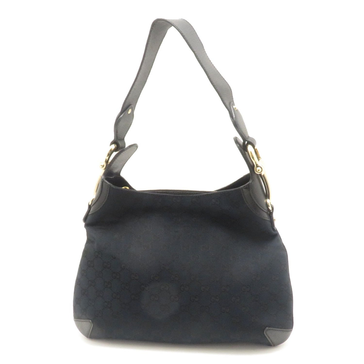 Gucci GG Black Canvas Leather Handbag