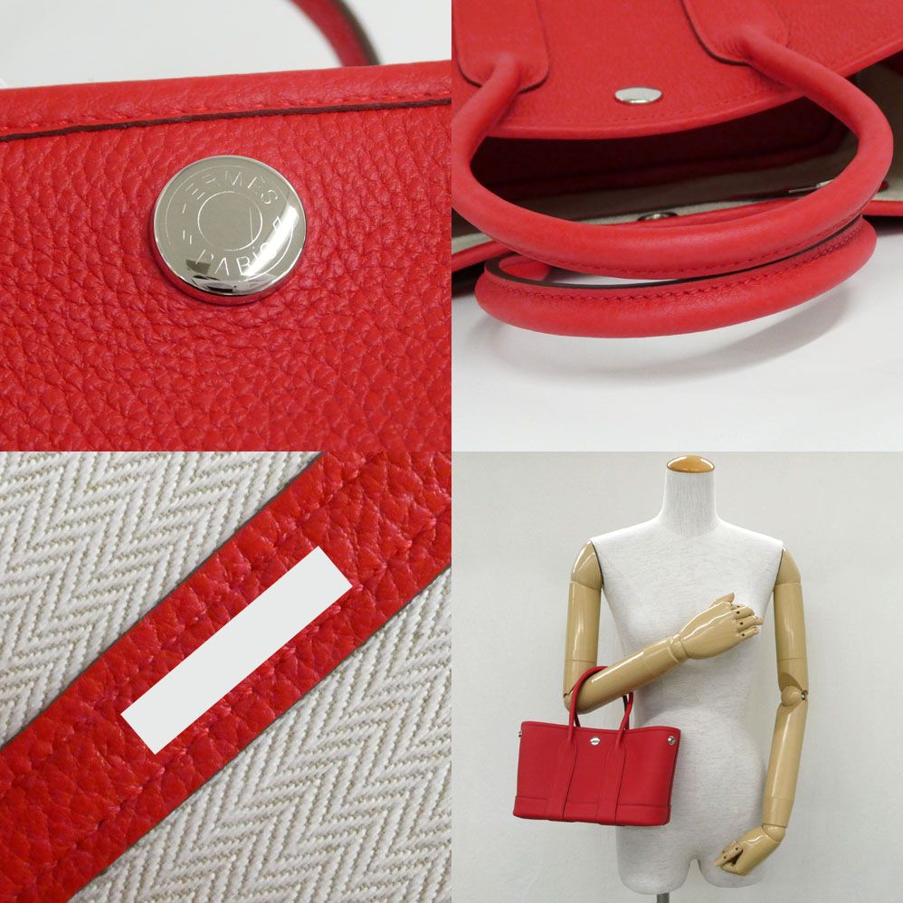 Hermes Neo Garden 23 Rouge Ladue Negonda Silver Handbag — view 7