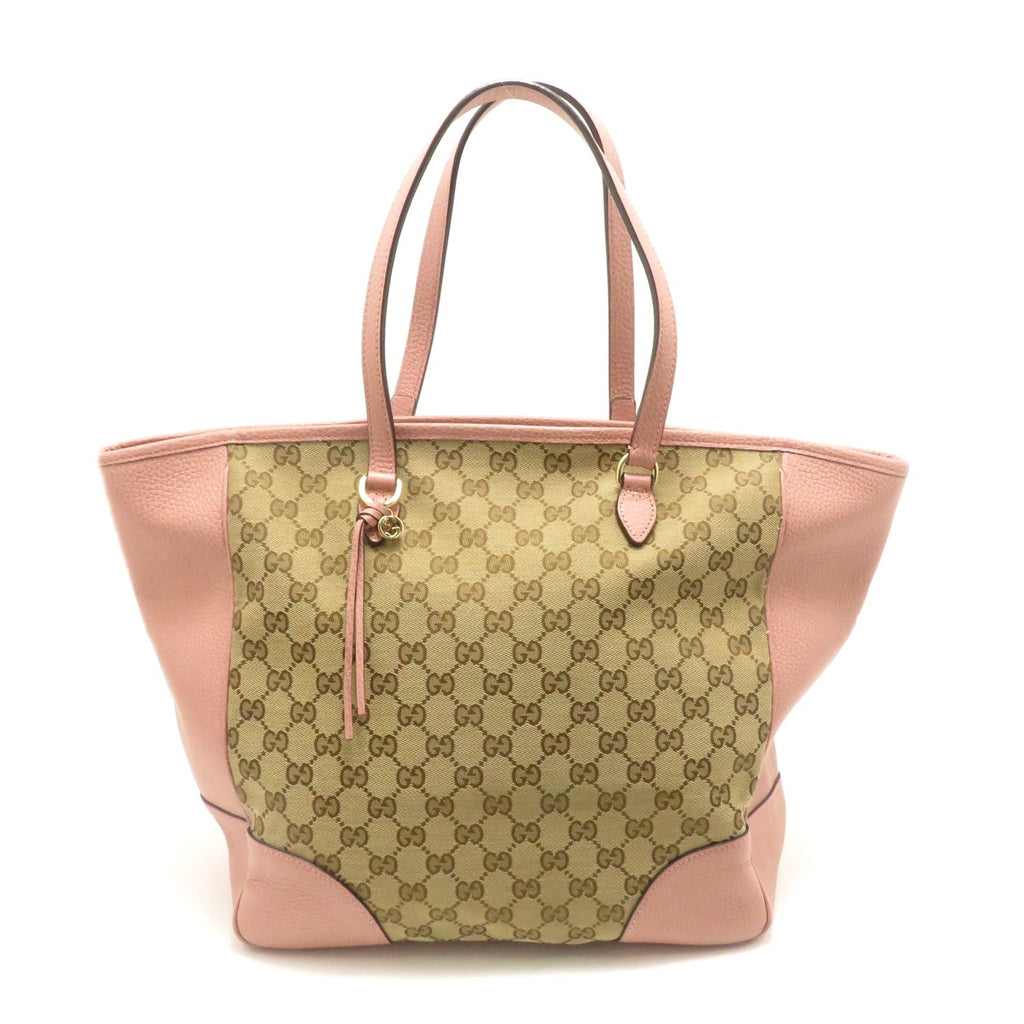 Gucci Bree GG Tote Bag Beige Pink Gray Canvas