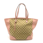 Gucci Bree GG Tote Bag Beige Pink Gray Canvas