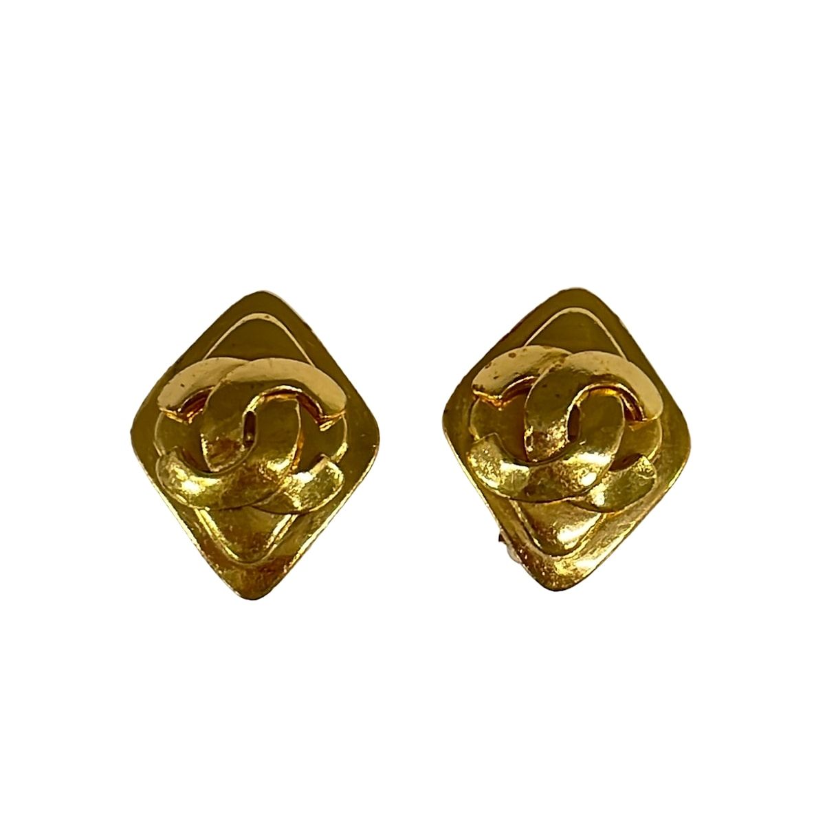 Chanel Earrings CC Logo Gold