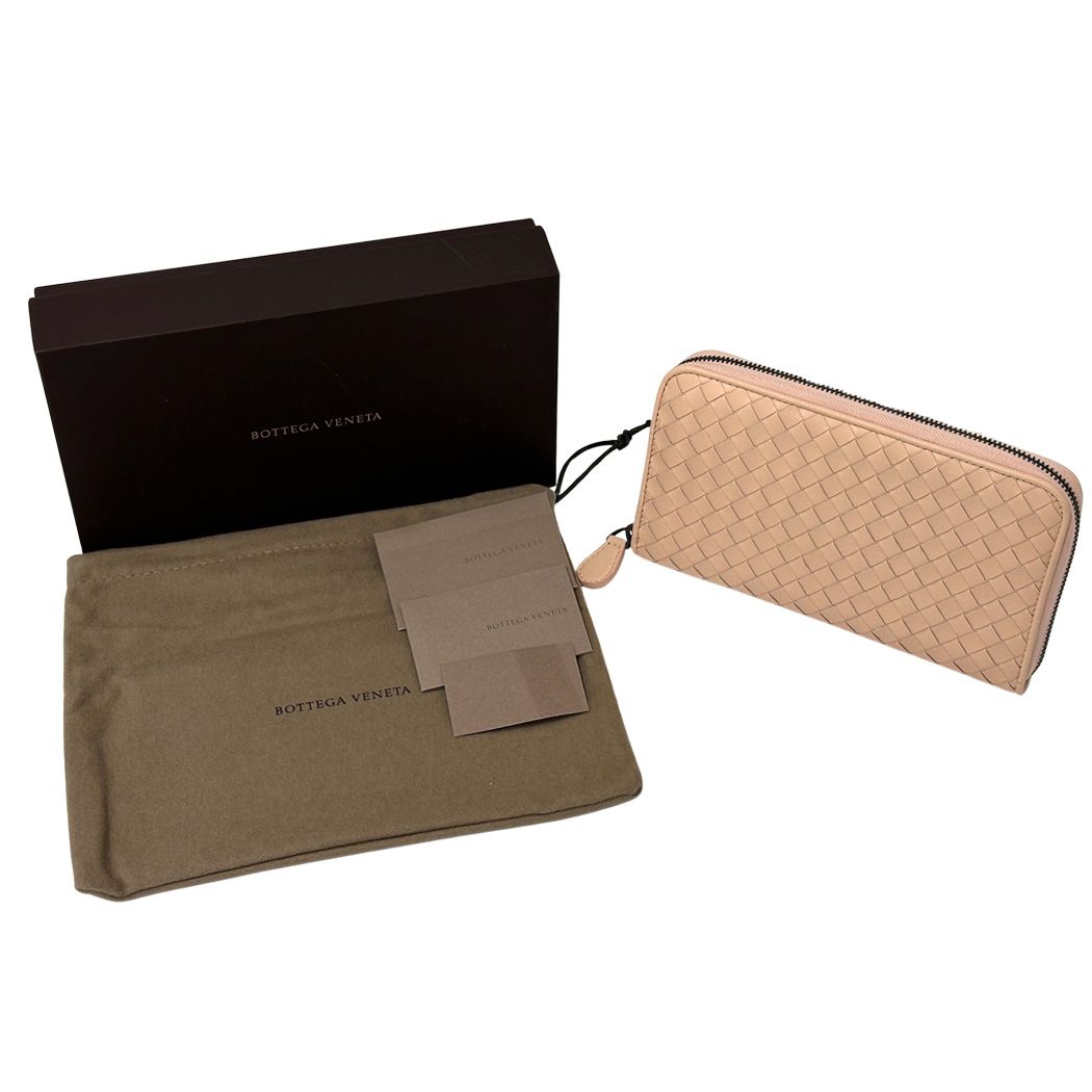 Bottega Veneta Wallet Intrecciato Leather Pink Zip Around Braided Simple — view 8