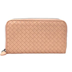 Bottega Veneta Wallet Intrecciato Leather Pink Zip Around Braided Simple