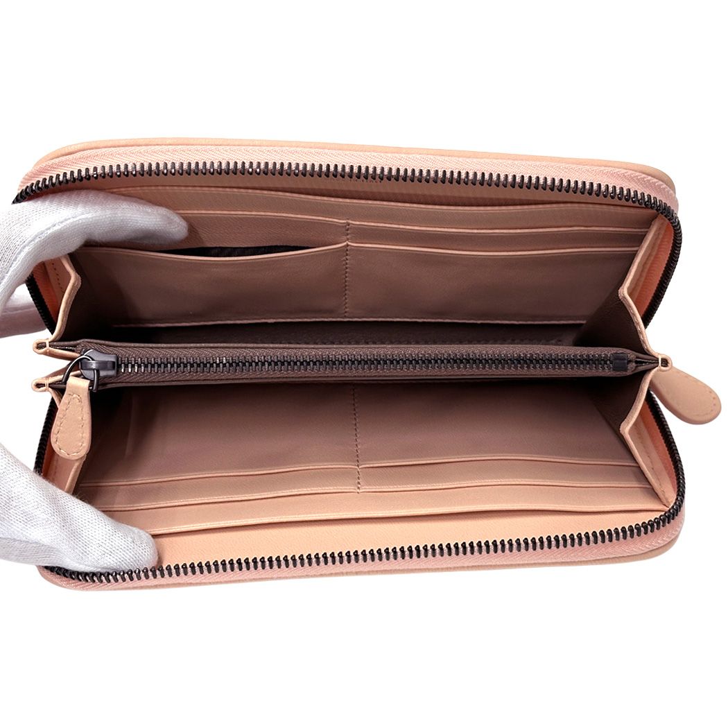 Bottega Veneta Wallet Intrecciato Leather Pink Zip Around Braided Simple — view 5