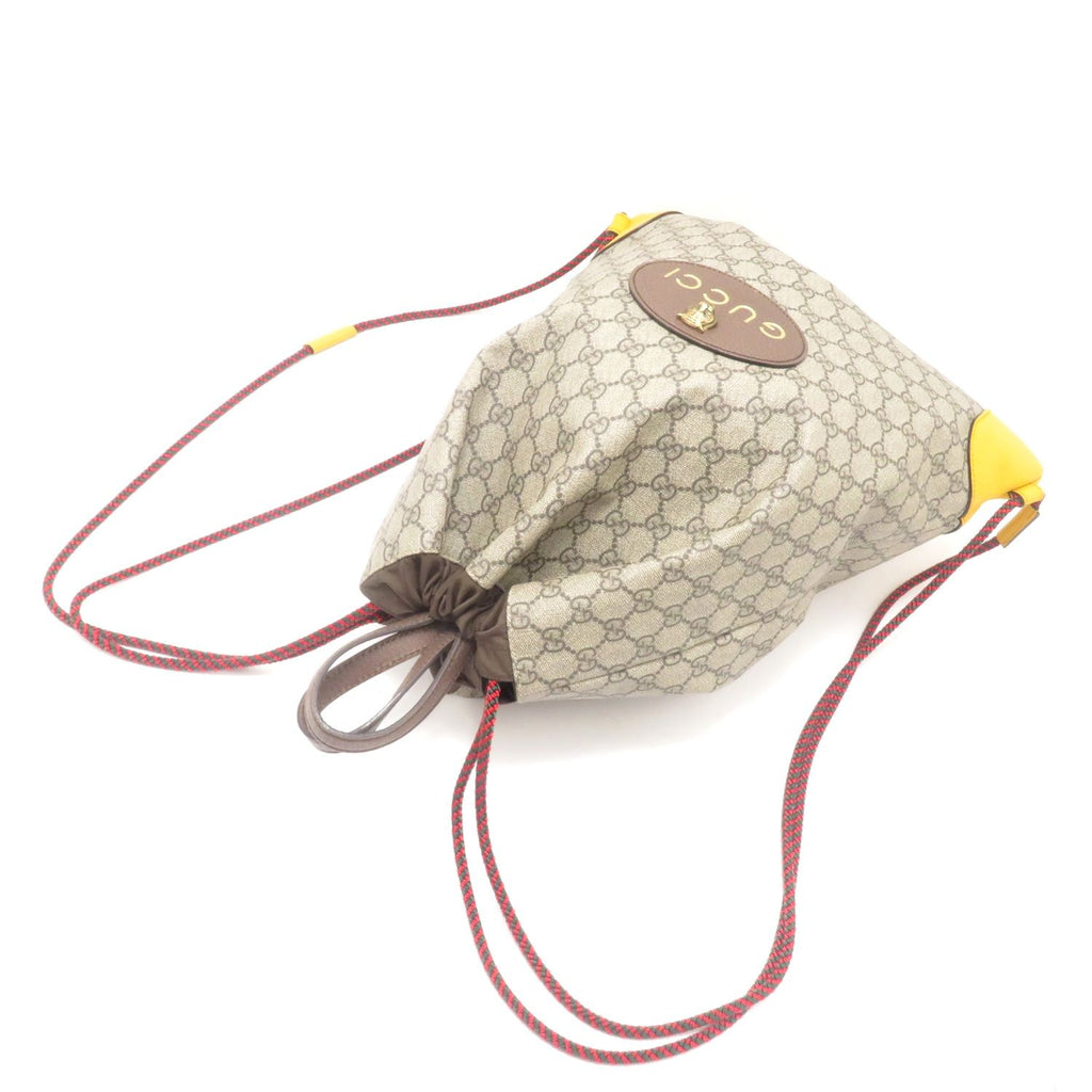 Gucci Animalier GG Supreme Drawstring Backpack Beige Canvas Ebony Yellow — view 3