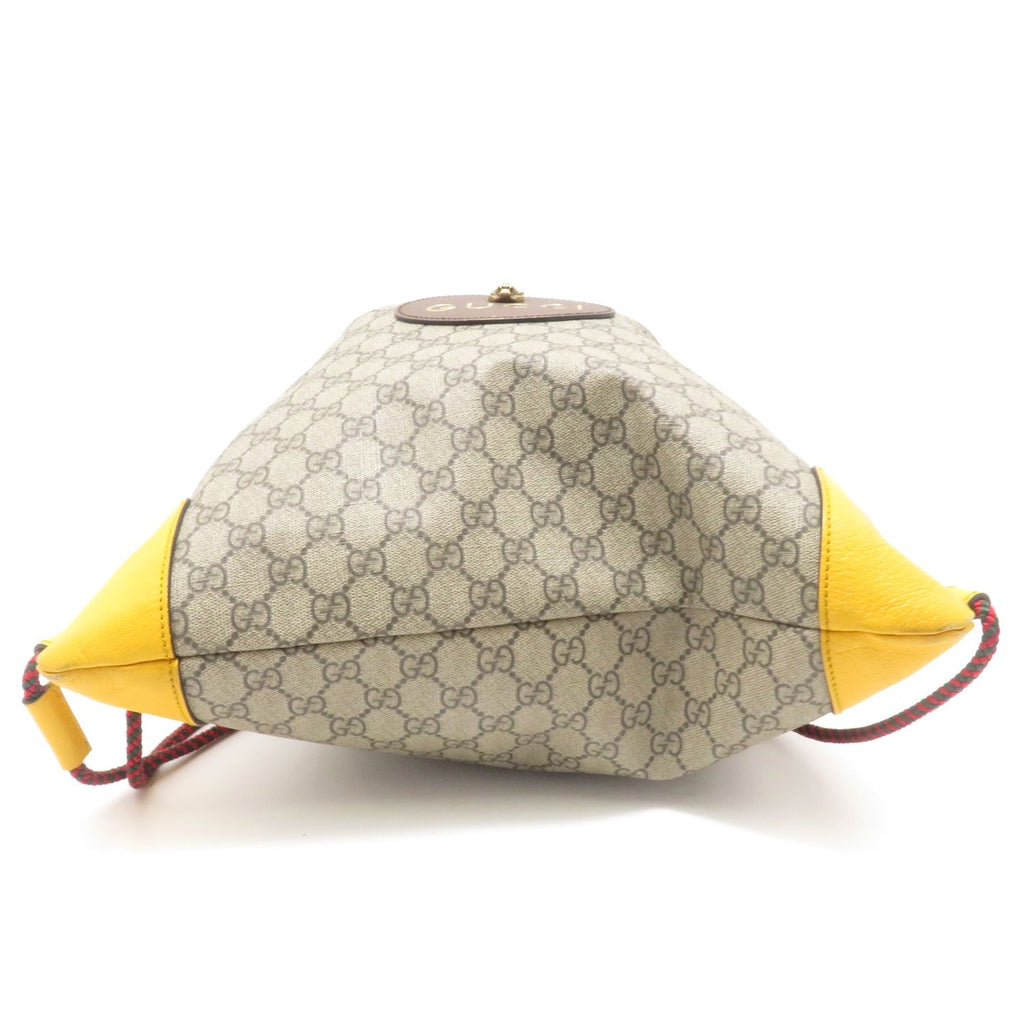 Gucci Animalier GG Supreme Drawstring Backpack Beige Canvas Ebony Yellow — view 4
