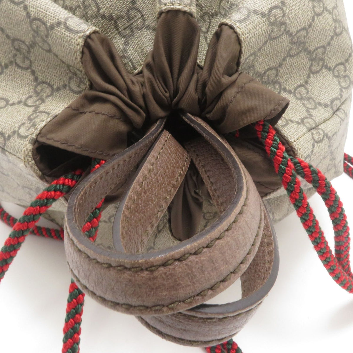 Gucci Animalier GG Supreme Drawstring Backpack Beige Canvas Ebony Yellow — view 8