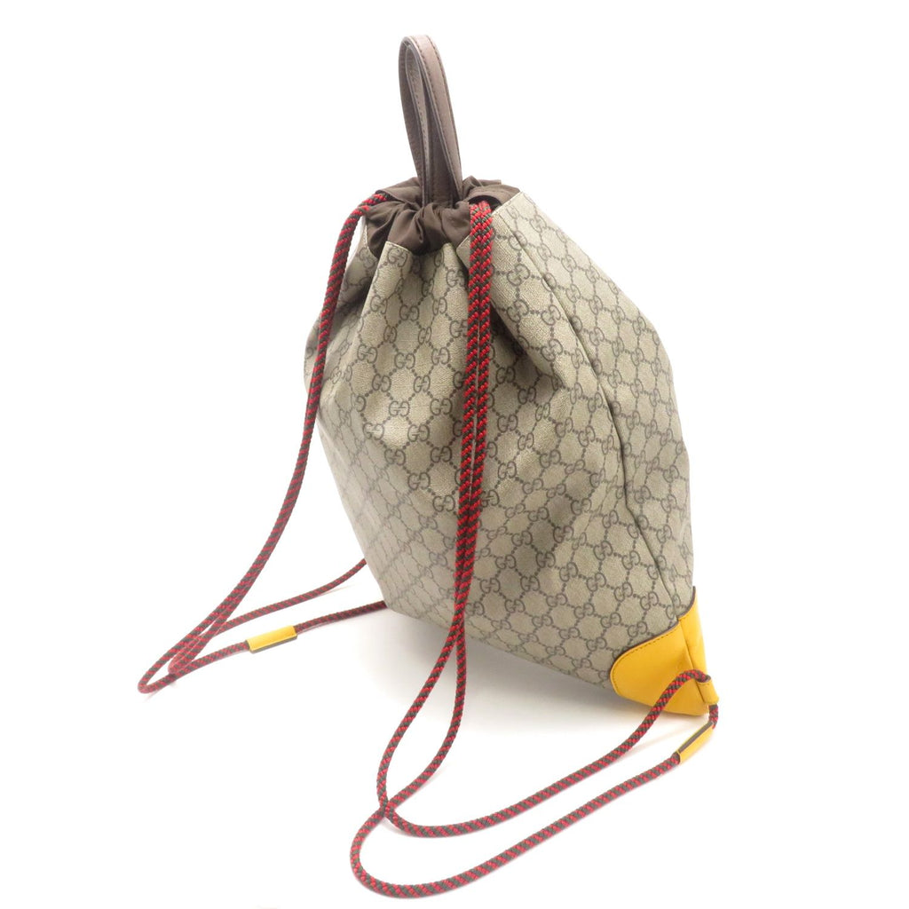 Gucci Animalier GG Supreme Drawstring Backpack Beige Canvas Ebony Yellow — view 2