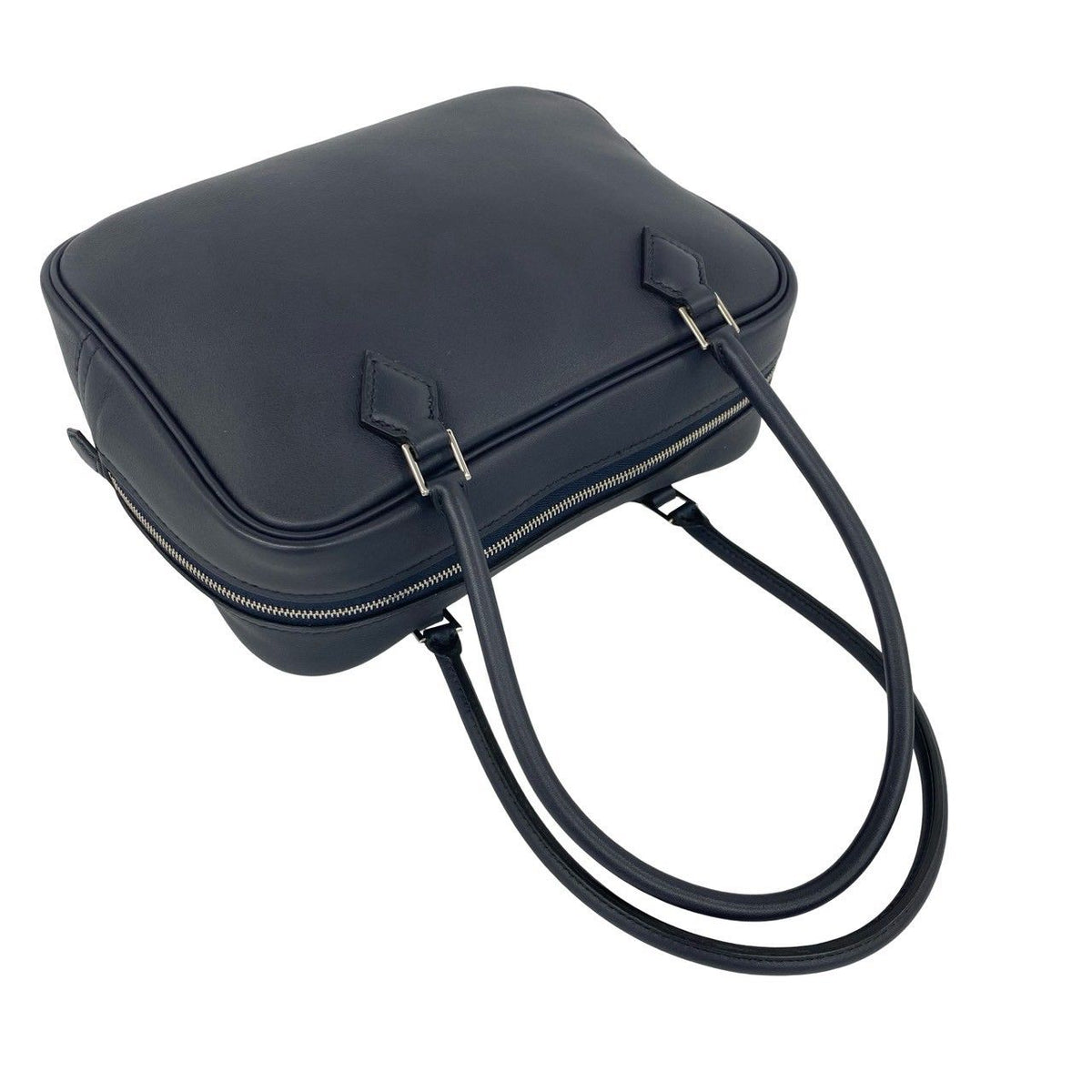 Hermes Plume 20 Swift Leather Mini Boston Bag Bleu Nuit Navy — view 4