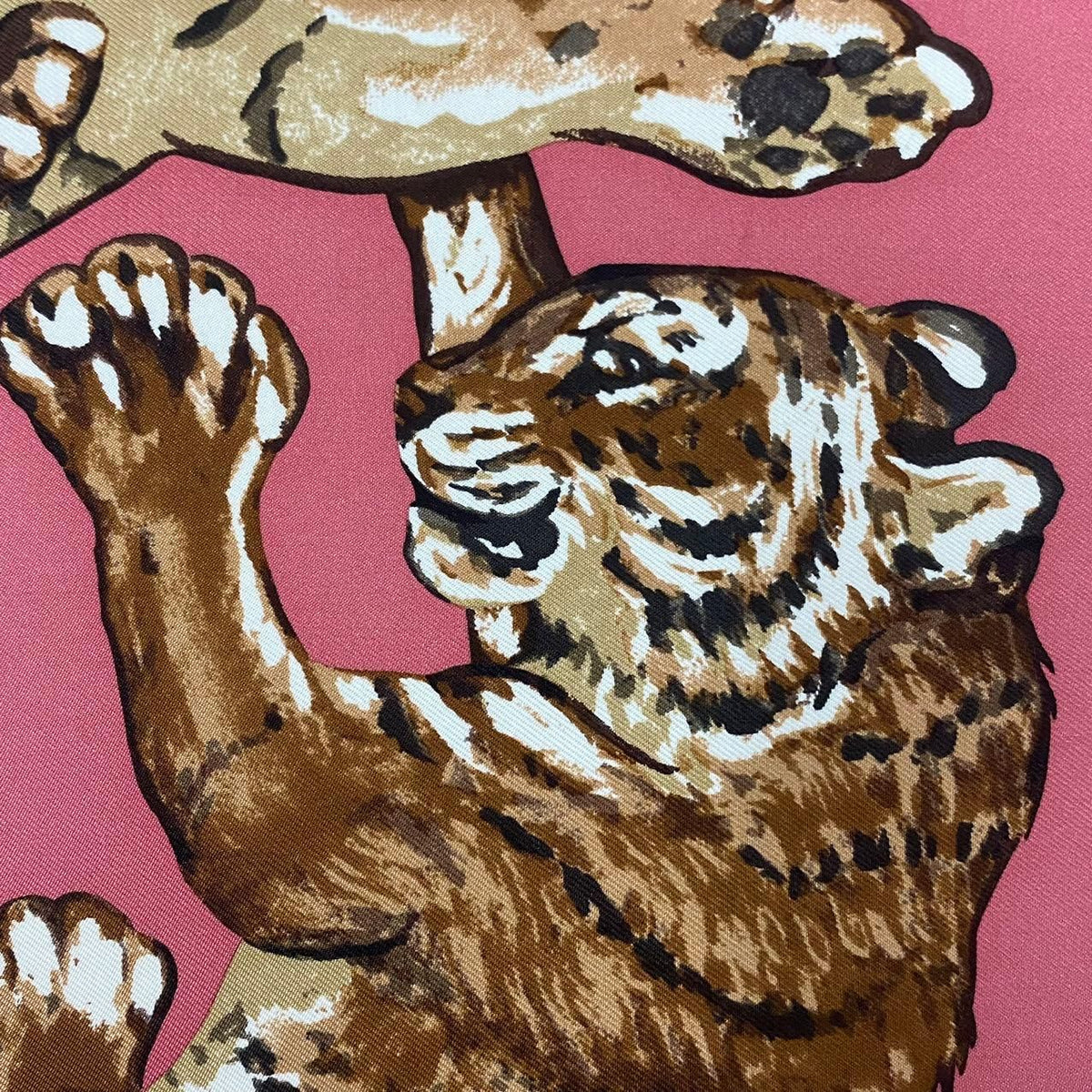 Hermes Silk Scarf les Tigreaux Gavroche Pink Tiger Cub Framed — view 8