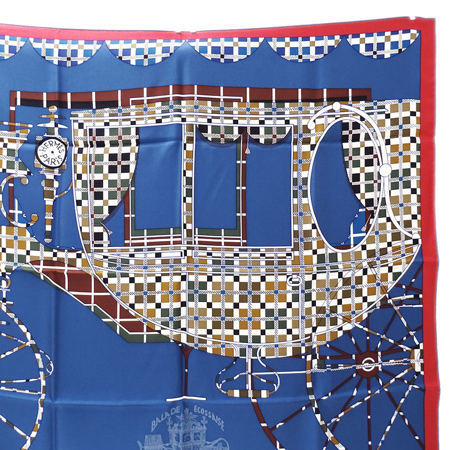 Hermes Scarf Carre 90 Balade Ecossaise Scottish Ballad Silk Blue Large — view 2
