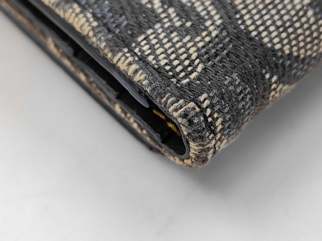 Dior Trifold Wallet Trotter Saddle Lotus Navy Canvas Leather Gold — view 3
