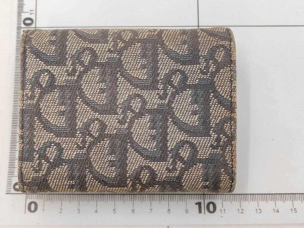 Dior Trifold Wallet Trotter Saddle Lotus Navy Canvas Leather Gold — view 2