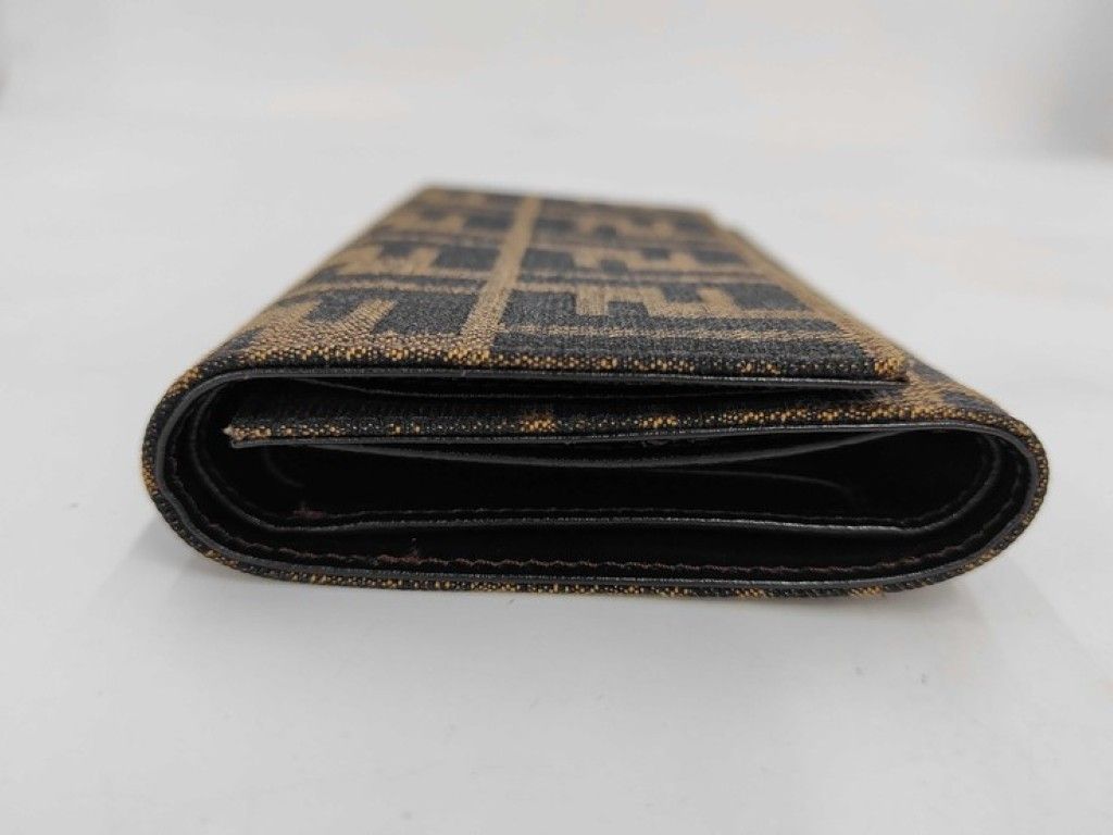 Fendi Trifold Wallet Zucca Pattern Brown Canvas Leather — view 8