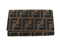 Fendi Trifold Wallet Zucca Pattern Brown Canvas Leather