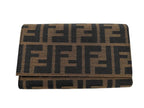 Fendi Trifold Wallet Zucca Pattern Brown Canvas Leather