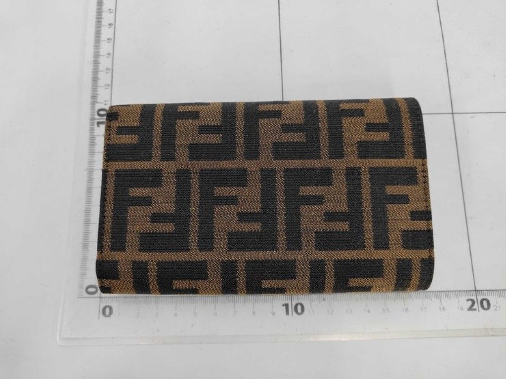 Fendi Trifold Wallet Zucca Pattern Brown Canvas Leather — view 2