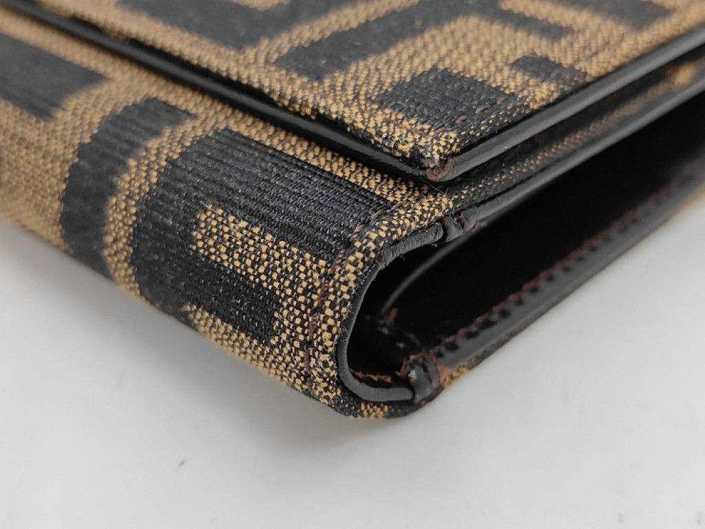 Fendi Trifold Wallet Zucca Pattern Brown Canvas Leather — view 3