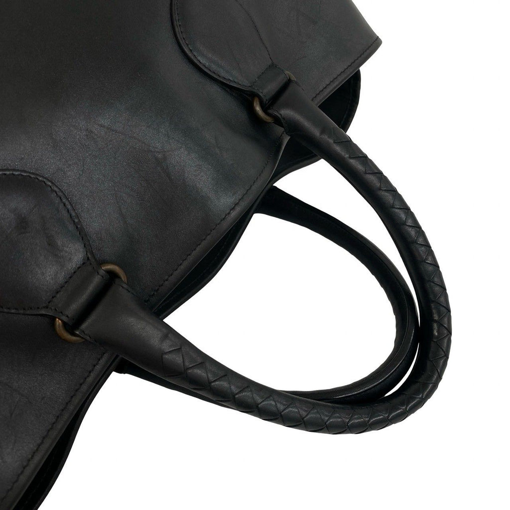 Bottega Veneta Intrecciato Leather Tote Boston Bag Black — view 4