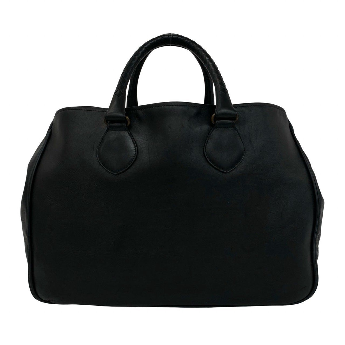 Bottega Veneta Intrecciato Leather Tote Boston Bag Black — view 3