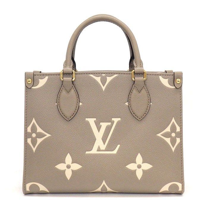 Louis Vuitton Tote Bag On The Go PM Tourterelle Cream Bicolor Monogram Empreinte — view 2