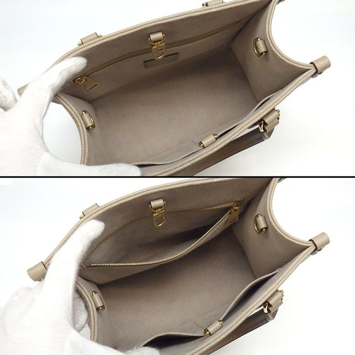 Louis Vuitton Tote Bag On The Go PM Tourterelle Cream Bicolor Monogram Empreinte — view 5