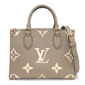 Louis Vuitton Tote Bag On The Go PM Tourterelle Cream Bicolor Monogram Empreinte