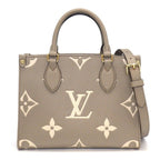Louis Vuitton Tote Bag On The Go PM Tourterelle Cream Bicolor Monogram Empreinte