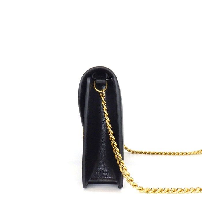 Celine Shoulder Bag Chain Wallet Margo Black Shiny Calfskin Gold — view 3