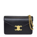 Celine Shoulder Bag Chain Wallet Margo Black Shiny Calfskin Gold