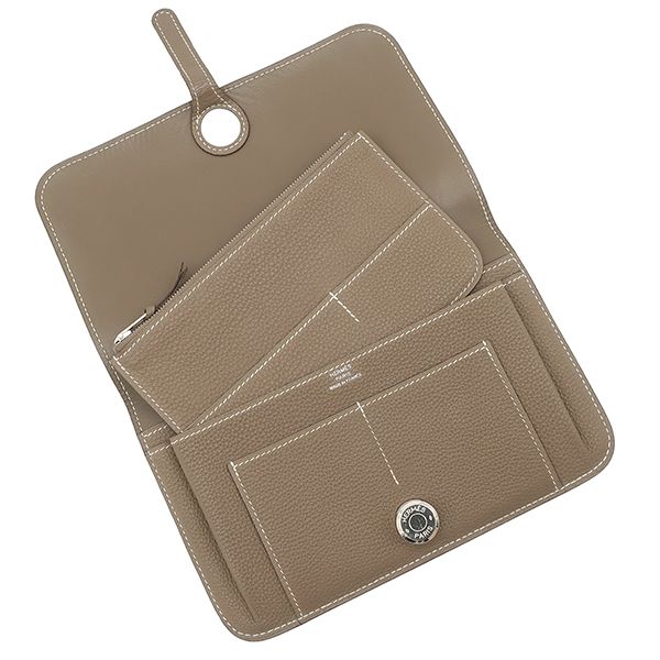Hermes Wallet Dogon Duo GM Togo Etoupe Silver Greige — view 7