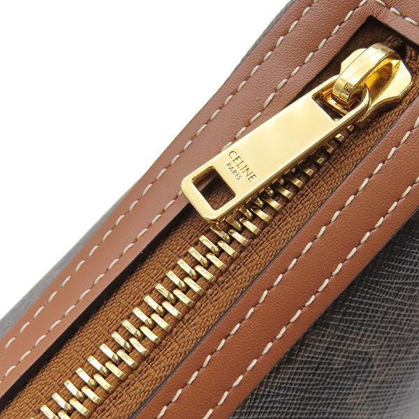 Celine Shoulder Bag Small Eloise Canvas Leather Tan Gold Brown Triomphe — view 7