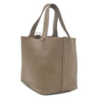 Hermes Handbag Picotin Lock MM 22 Taurillon Clemence Etoupe Silver Greige — view 3