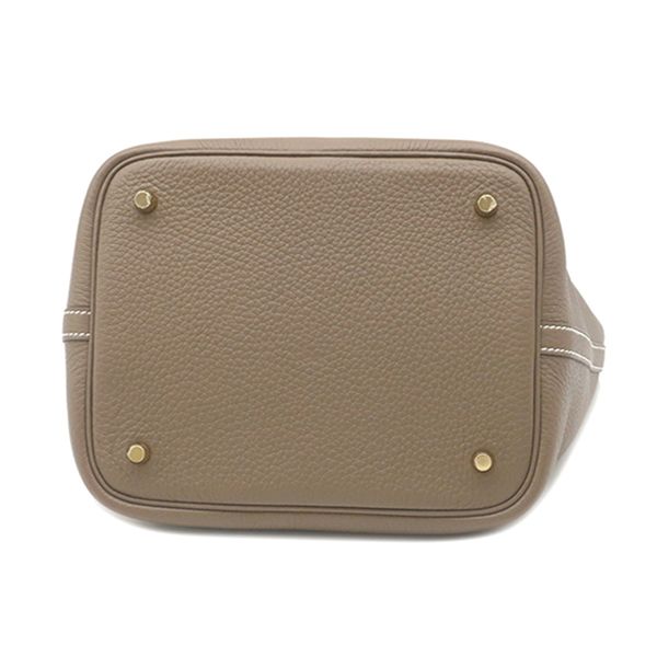 Hermes Handbag Picotin Lock MM 22 Taurillon Clemence Etoupe Gold Greige — view 4