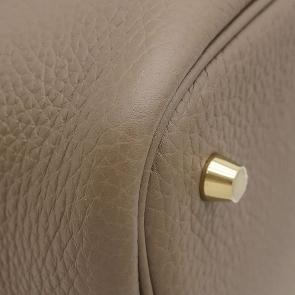 Hermes Handbag Picotin Lock MM 22 Taurillon Clemence Etoupe Gold Greige — view 5