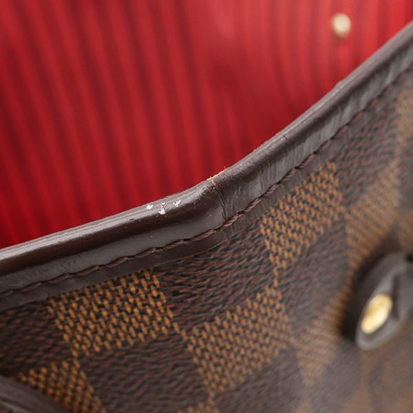 Louis Vuitton Tote Bag Neverfull MM Damier Canvas Cerise Gold Brown Red — view 5