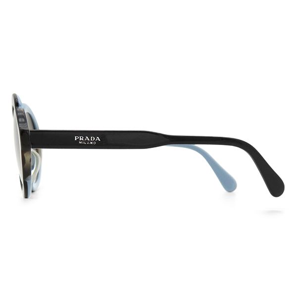 Prada Sunglasses 53 22 Acetate Black Light Blue Marble Silver Oval Shape — view 3