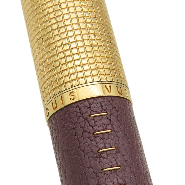 Louis Vuitton Ballpoint Pen Doc Cuir Leather Bordeaux Gold Cap Type Handwriting — view 7